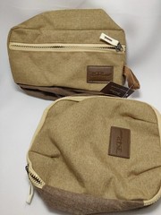 Bella Russo Toiletry Bag and Tech Case Tan Canvas Material with Zippers NEW