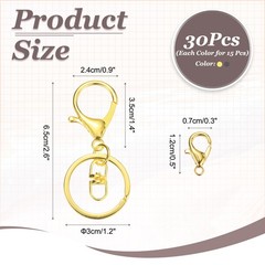 30 pcs metal hooks, gold/grey black