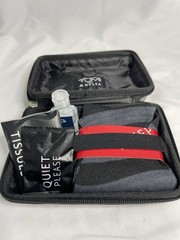 Tumi For Delta Silver Gray Hard Shell Cosmetic Zipper Case With Misc Items