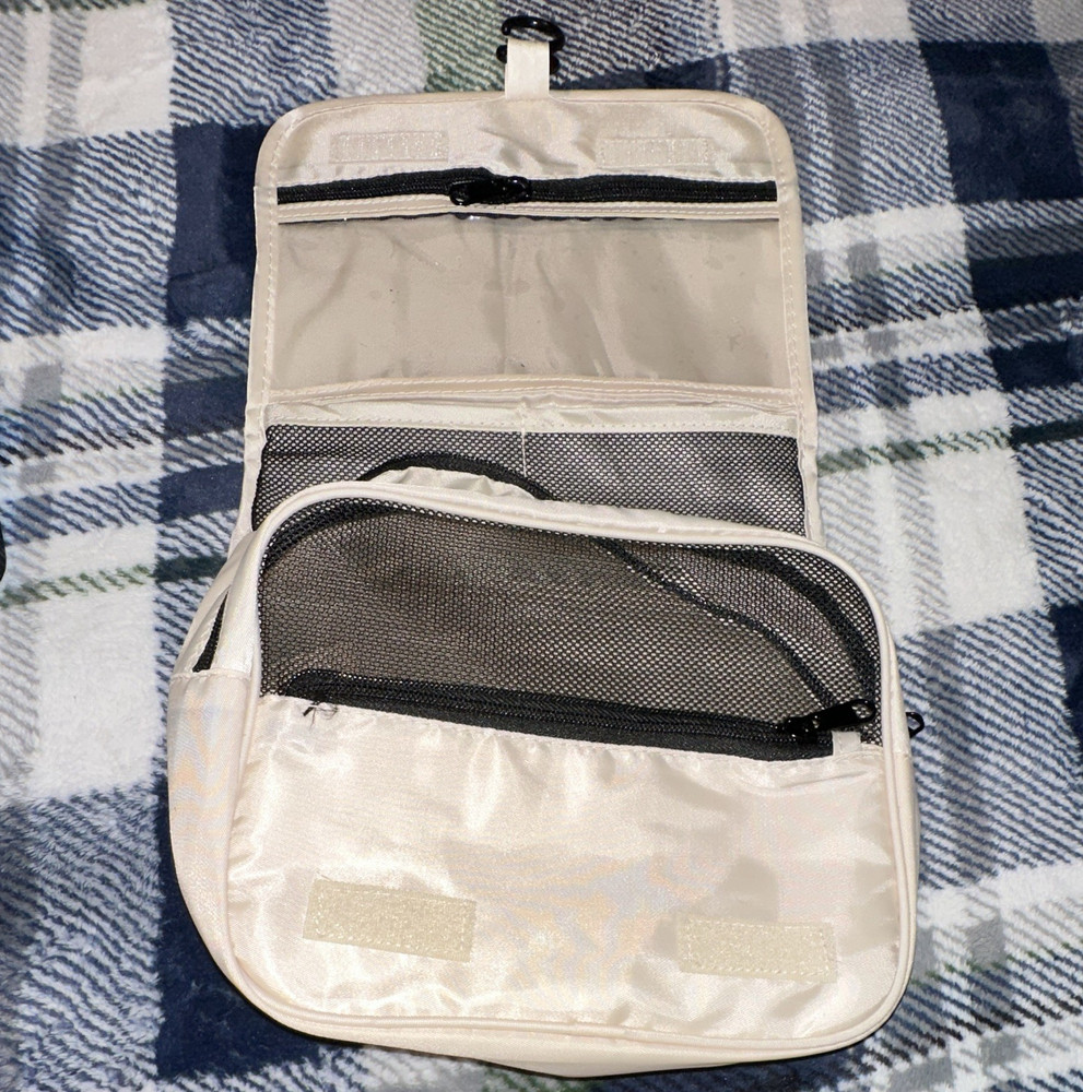 Beige Hanging Toiletry Bag Travel Organizer with Hook