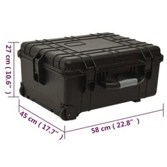 vidaXL Wheeled Flight Case Black 22.8&Prime;x17.7&Prime;x10.6&Prime; PP