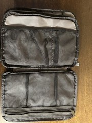 BUBM Double Layer Travel Gear/Blue Organizer Electronics Accessories Bag Euc