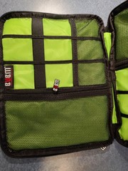 BUBM 2 Compartment Electronics Case Organizer Bright Green Inside