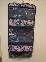 Ellen Tracy Cosmetic Hanging Toiletry Travel Bag Floral Print 3 Pocket