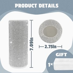 Bling Car Tissue Holder for Cup – Sparkly Rhinestone Round White