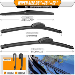 AUTOBOO Wiper Blades Set 26&Prime;+16&Prime;+12&Prime; for Toyota RAV4 2019-2024 Mazda 5 OEM 3Pack
