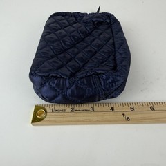 Misook Quilted Cosmetic Makeup Bag Pouch Navy Blue Zip Small Travel Organizer