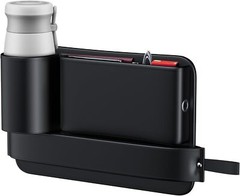Black Leather 2-in-1 Driver-Side Car Gap Organizer with Cup Holder