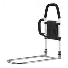 Bed Rail for Elderly, Bedside Assist Rails with Side Handle and PU Handrail, Adj