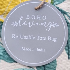 Boho Living Eco Friendly Reusable Lemon Leaves Tote Bag – 20&Prime; x 19&Prime; x 9&Prime; in