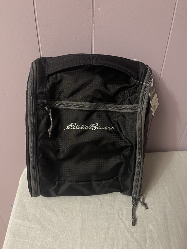 Eddie Bauer Travex Hanging Kit Toiletry Bag Travel Organizer w/ Hook, Black