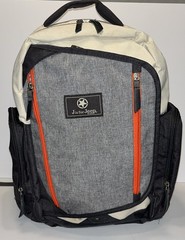 J Is For Jeep Backpack/ Diaper Bag Grey/Red/Tan Many Zipper Pockets