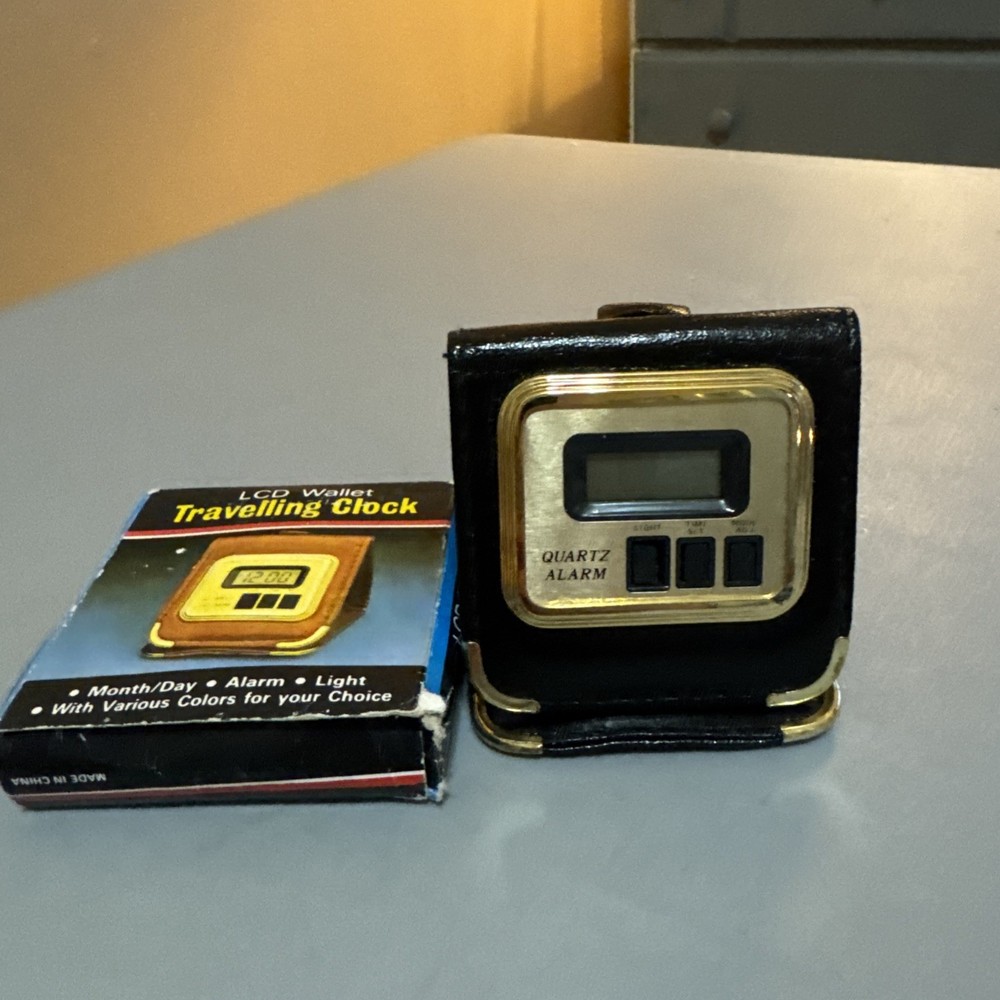 Retro 90&rsquo;s LCD Traveling Clock Day Month Alarm Light – Needs New Home/Travel Bag