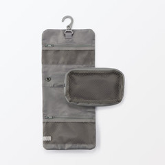 【MUJI】 Polyester Hanging Case with Detachable Pouch Medium gray 12 x 18 x 4.5 cm