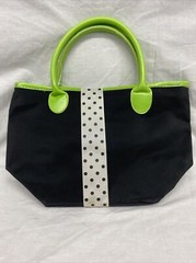 Mini 3 Piece Travel Tote Set Black W/ Green Trim & Handle Zip Close NWT