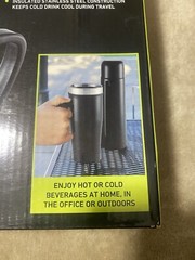 BLACK SHARPER IMAGE 2 PIECE THERMAL MUG & THERMOS SET