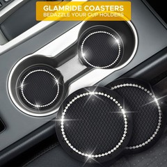 EcoNour Bling Cup Holder Insert (2 Pack) with Push Start Button Black-white