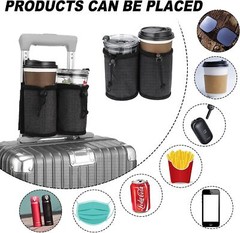 Luggage Travel Cup Holder,Suitcase Beverage Storage Bag Traveler Accessorie Gray