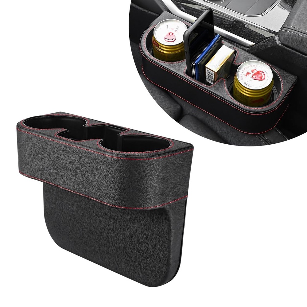 DXNQ Car Cup Holder Gap Filler Organizer, Multifunctional Auto Front Black