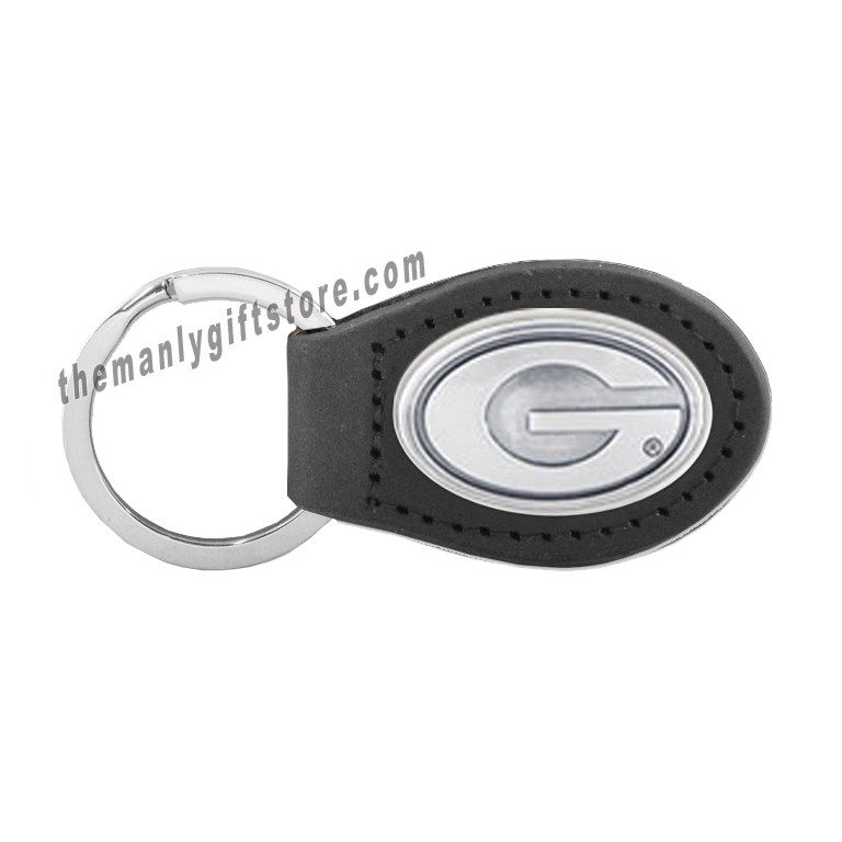 NCAA Georgia Bulldogs Zep-Pro Leather Concho Key Fob black keychain