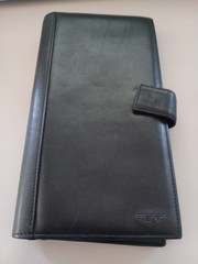 Lot of 2 TUMI Travel Wallet Organizers Passports Credit Cards Black Leather