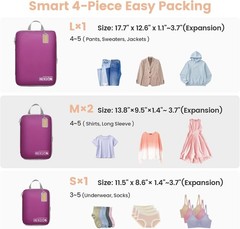 Water-Resistant Compression Packing Cubes for Organized Travel – 4-Piece Set