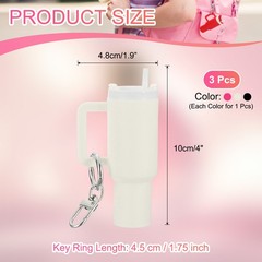 Mini Keychain Cup, 3Pcs for Tumbler, Black/White/Pink