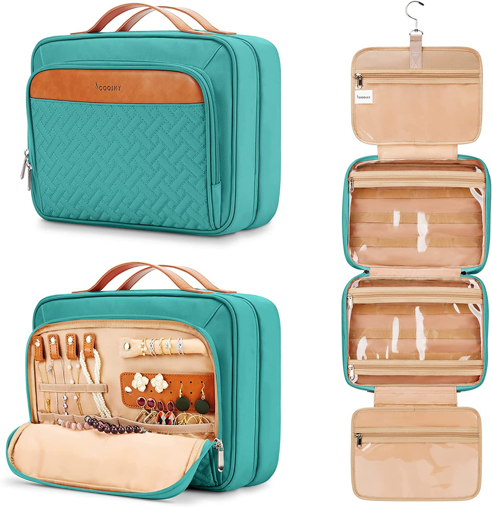 COOSKY Travel Hanging Toiletry Bag for Women, Cruise Ship Essentials, with Jewel