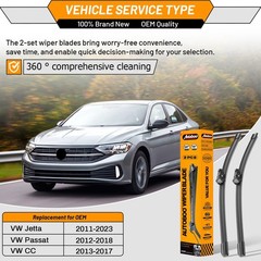 OEM Windshield Wipers Replacement for VW Volkswagen Jetta CC Passat Wiper Bla…