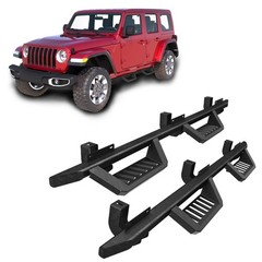 Running Boards For 18-25 Jeep Wrangler JL Black Powder Coated Side Steps Bars