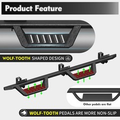 Running Boards For 18-25 Jeep Wrangler JL Black Powder Coated Side Steps Bars