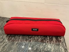 NEW – TUMI Zippered Ballistic Nylon Pencil Case – Cord Pouch – RED w/ BLACK