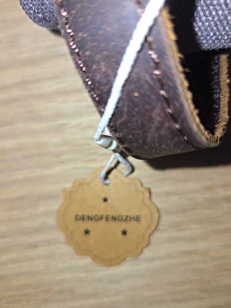 DENGFENGZHE Brown/Grey Travel Toiletry Bag Full-Grain Cowhide Leather Handmade