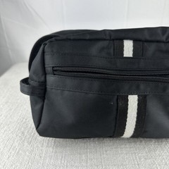 Black Travel Toiletry Bag w/ White Stripe – Men’s Or Women’s Classic Style Bag