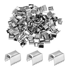 Per 100-Pack Fixed Fold Crimp Caps, 10x7mm for DIY [Silver]