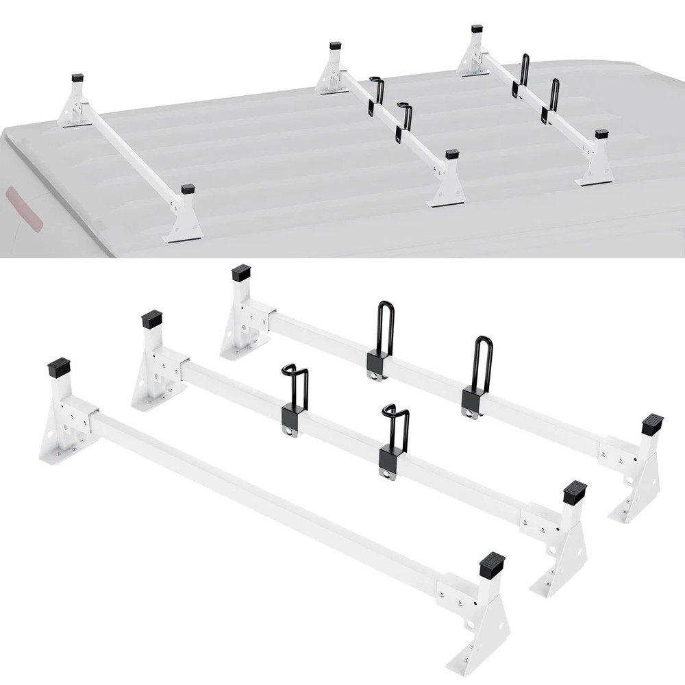 Trailer Ladder Rack, 54&Prime; 3 Crossbars Ladder Roof Rack, Heavy-duty Steel Van Roof