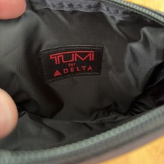 TUMI For DELTA Black Nylon Travel Toiletry Bag Zipper Pouch socks/eye mask