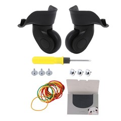 2 x Mute Luggage Wheels Accessories 3.54 inch Black with Oil Blotting Sheets