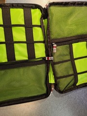 BUBM 2 Compartment Electronics Case Organizer Bright Green Inside