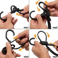Bungee Cords, Flat Adjustable Cords with Hooks Heavy 48 Inch, Black