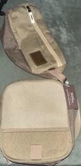 Bella Russo Toiletry Set Bag and Tech Case Tan Canvas Material with Zippers NEW