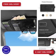Car Sun Visor Organizer Black Faux Leather Sunglass Holder OFBAND