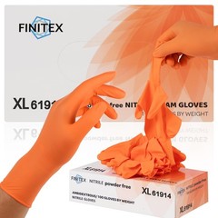 FINITEX Nitrile Disposable Latex-Free Gloves Small, Orange (X-large 100)