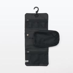 MUJI Polyester Hanging Case with Detachable Pouch Black 12 x 18 x 4.5 cm