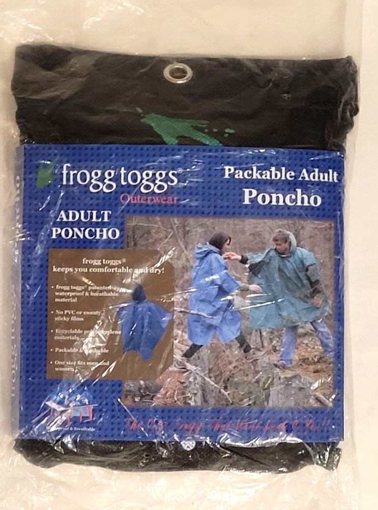 NEW Froggtoggs Adult Packable Ultra Lite Green Poncho Unisex, One Size Fits All