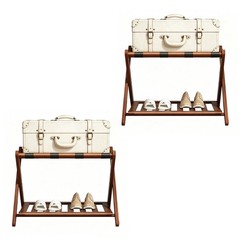 2Pcs Brown Foldable Luggage Rack, Wooden Suitcase Stand, Hotel Room Organizer
