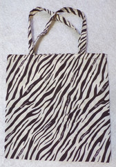 LINEA PELLE ZEBRA PRINT BLACK & WHITE COTTON TOTE GROCERY SHOPPING SOFT BOOK BAG