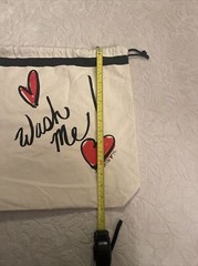 Brighton Canvas Drawstring Travel Laundry Bag WASH ME With Red Hearts 14” x 16”