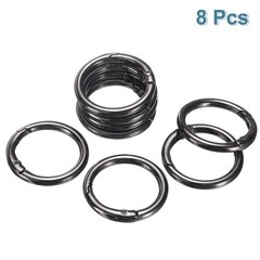 8pcs Metal Snap Ring 32mm/1 1/4&Prime; for Keys, Round, Gunmetal