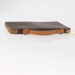CELINE Macadam Canvas Travel Case PVC Leather Brown Gold Auth ki6242